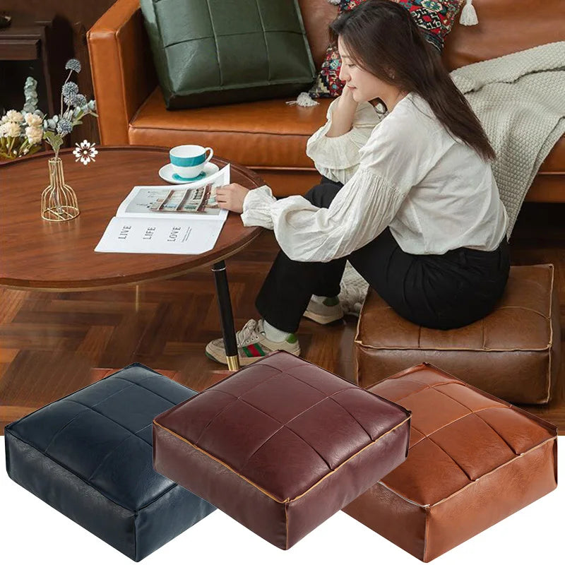 Moroccan Leather Floor Cushion Cover