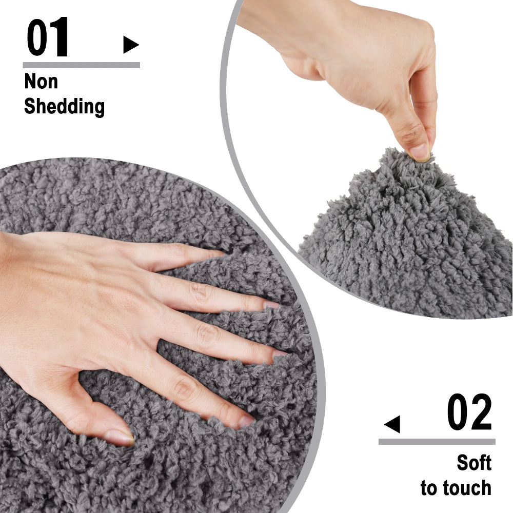 Velvet Memory Foam Bathroom Rug Set Of 3 Water Absorption Non Slip