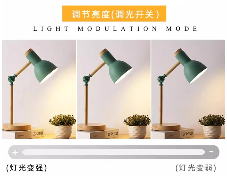 Nordic Wooden Turn Head Table Lamp