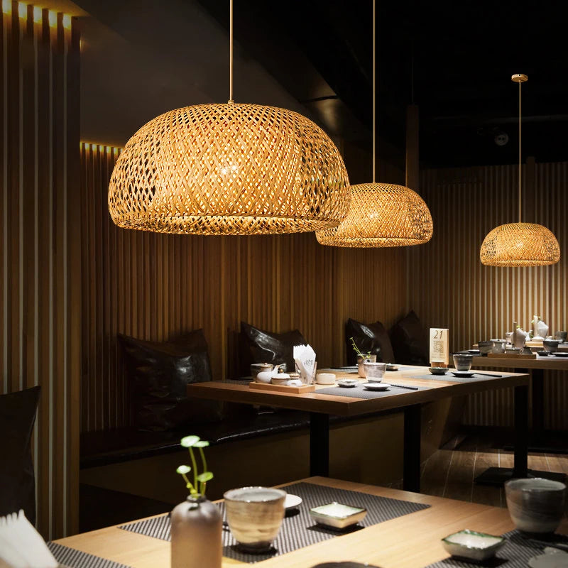 Hand Knitted Bamboo Hanging Lamp