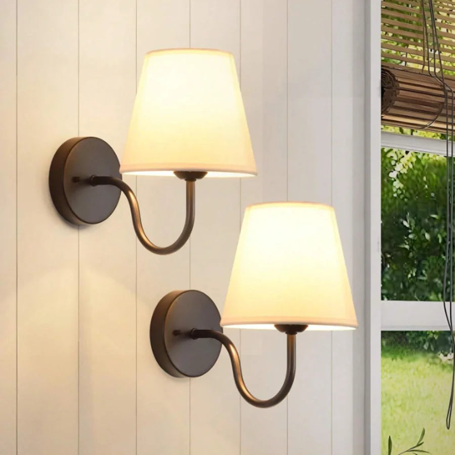 Retro Fabric Bedside Wall Lamp
