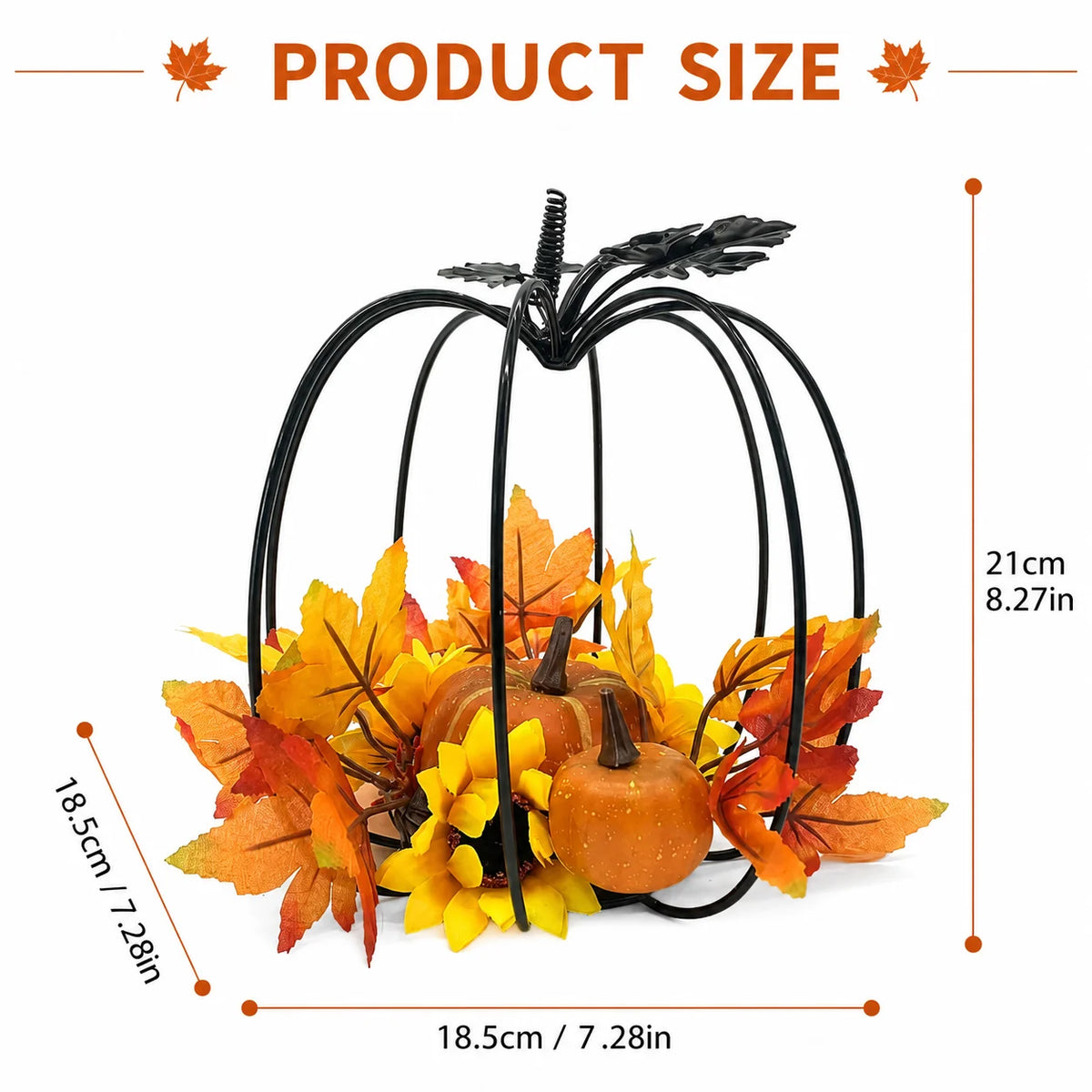 Iron Pumpkin with Maple Leaf and Sunflower