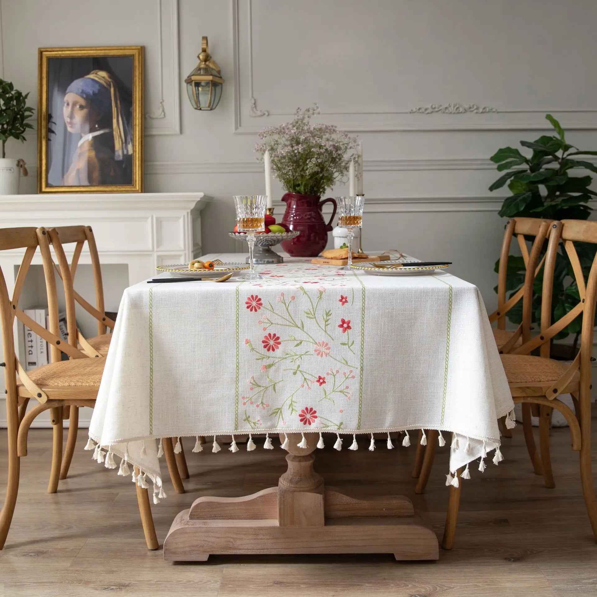 Nordic Style Tassels Cotton Linen Tablecloth,Modern Simplicity
