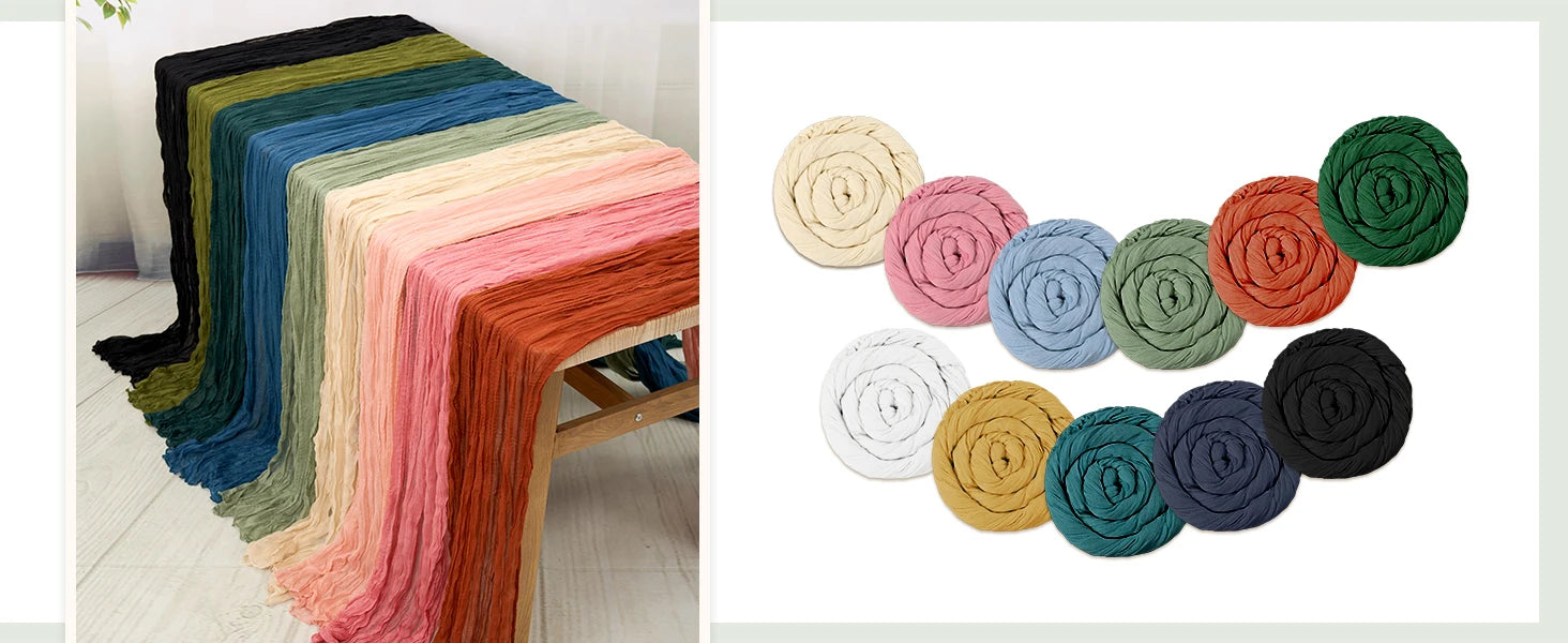 CheeseCloth Table Runner, 40x270cm Boho Gauze Fabric Rustic Sheer