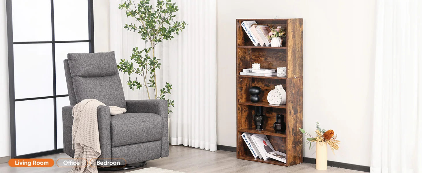 Six Tier Tall Wood Bookcase