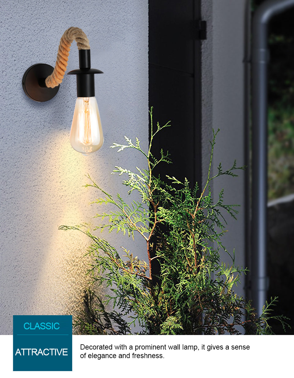 Retro Hemp Rope Wall Lamp