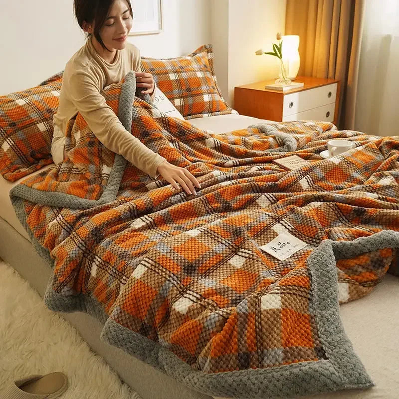Knit Blanket Throw Soft Chenille Yarn Knitted Blanket Machine