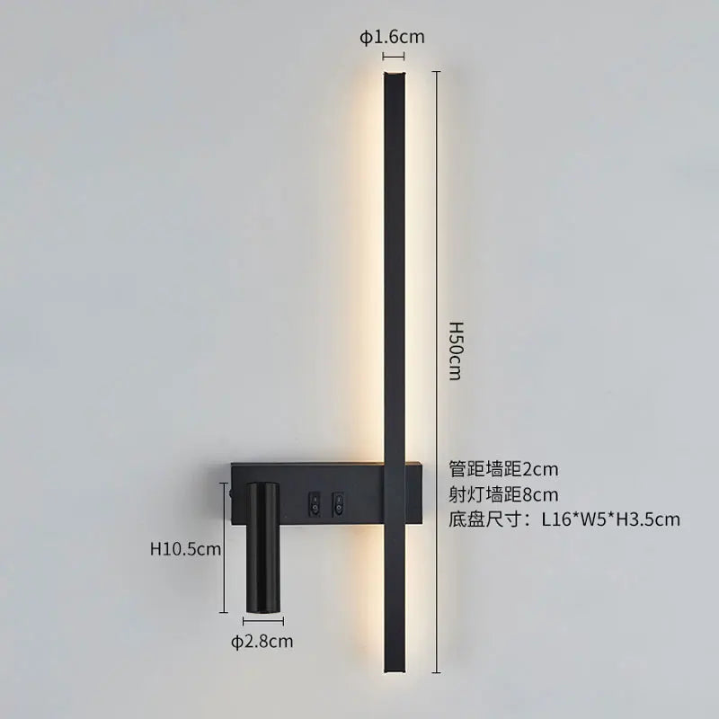 Wall lamp Nordic modern black and white minimalist living room sofa