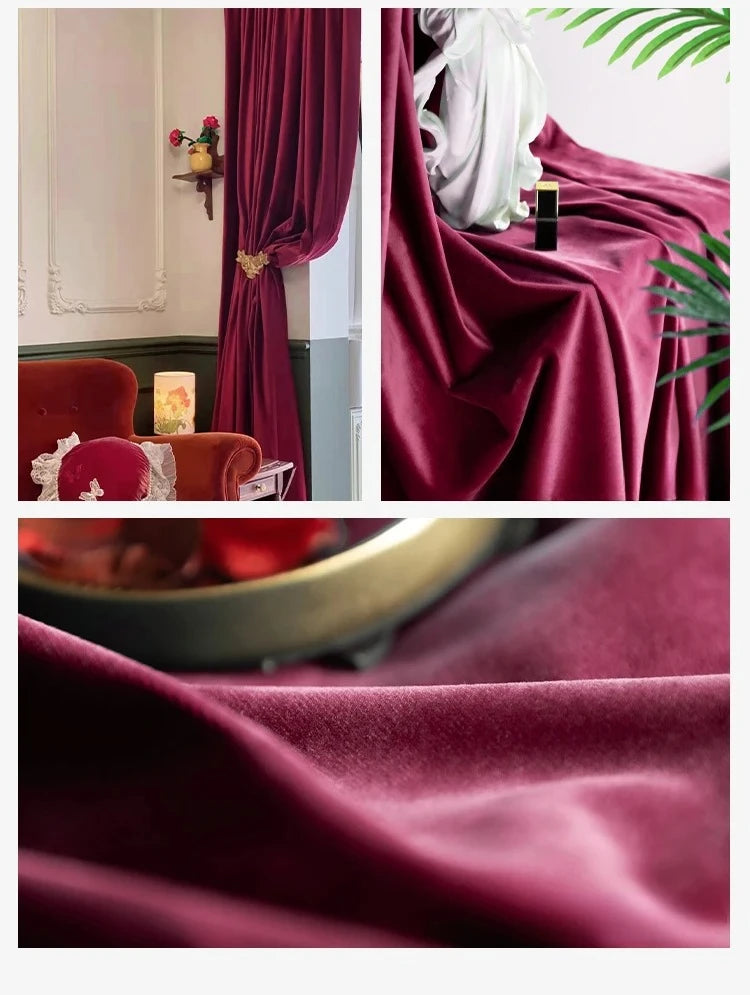Burgundy Velvet Blackout Curtain