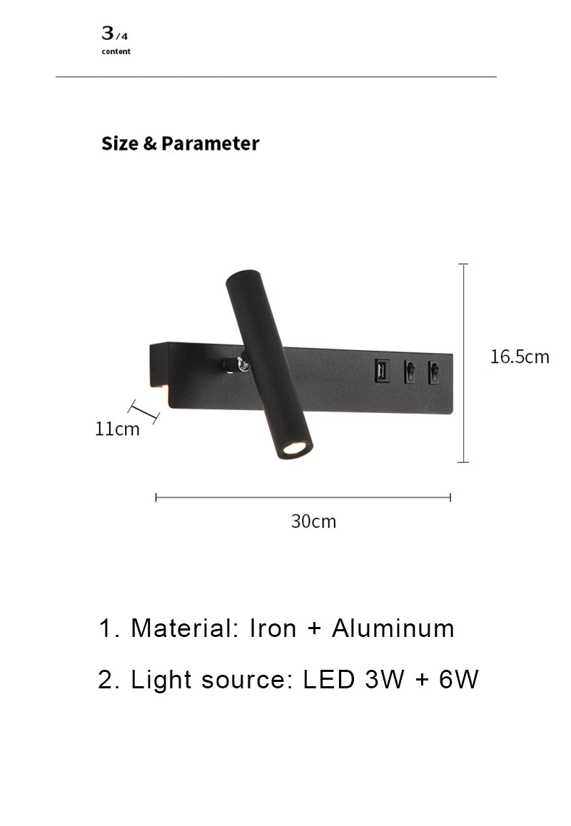 Bedside Reading Spot Wall Lamp