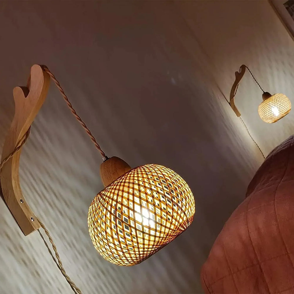Bamboo Lantern Woven Wall Lamp