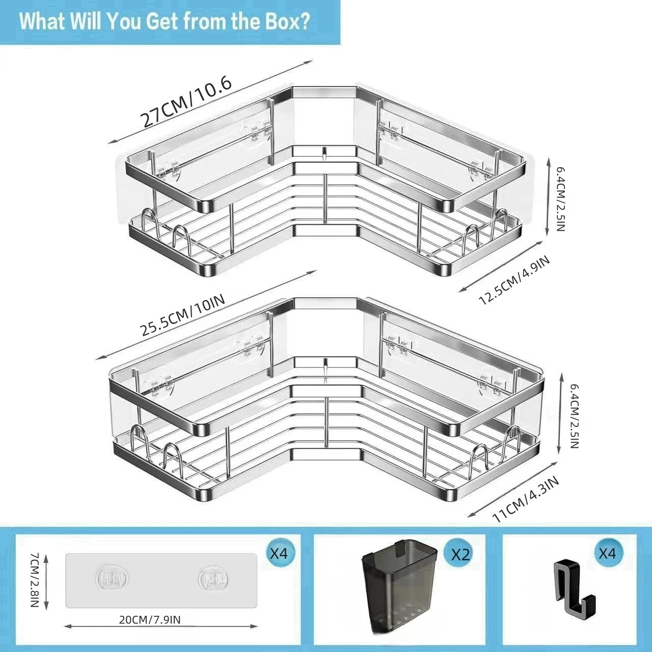 Stainless Steel Corner Shower Shelf