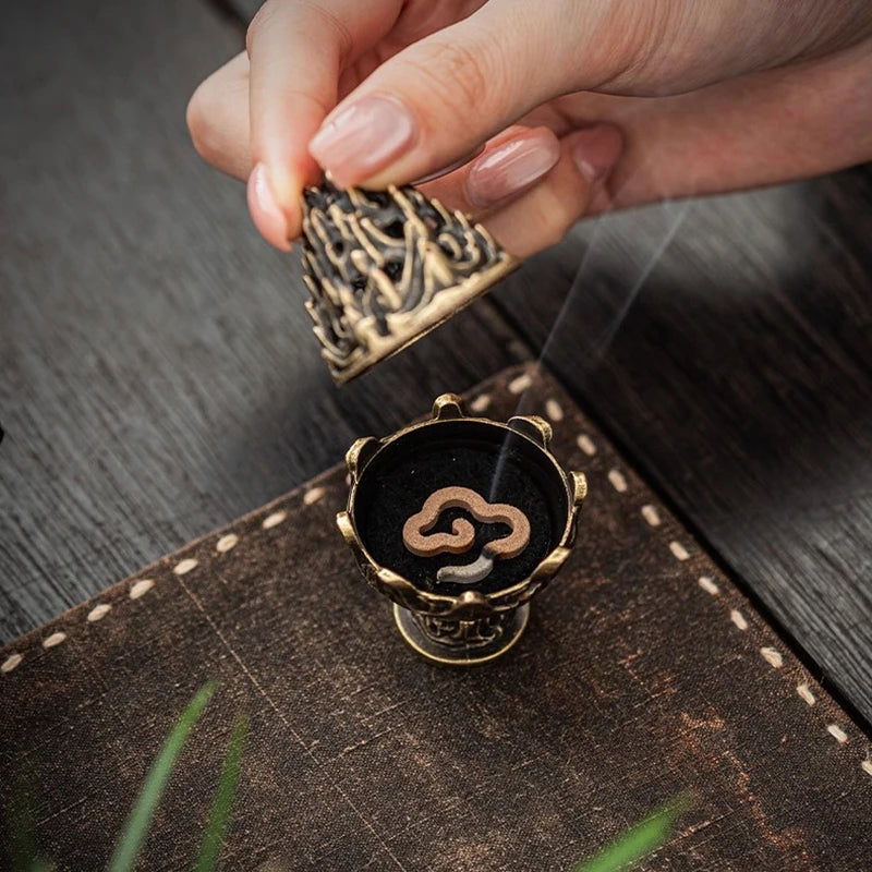 Boshan Carved Censer Incense Burner, 6 cm
