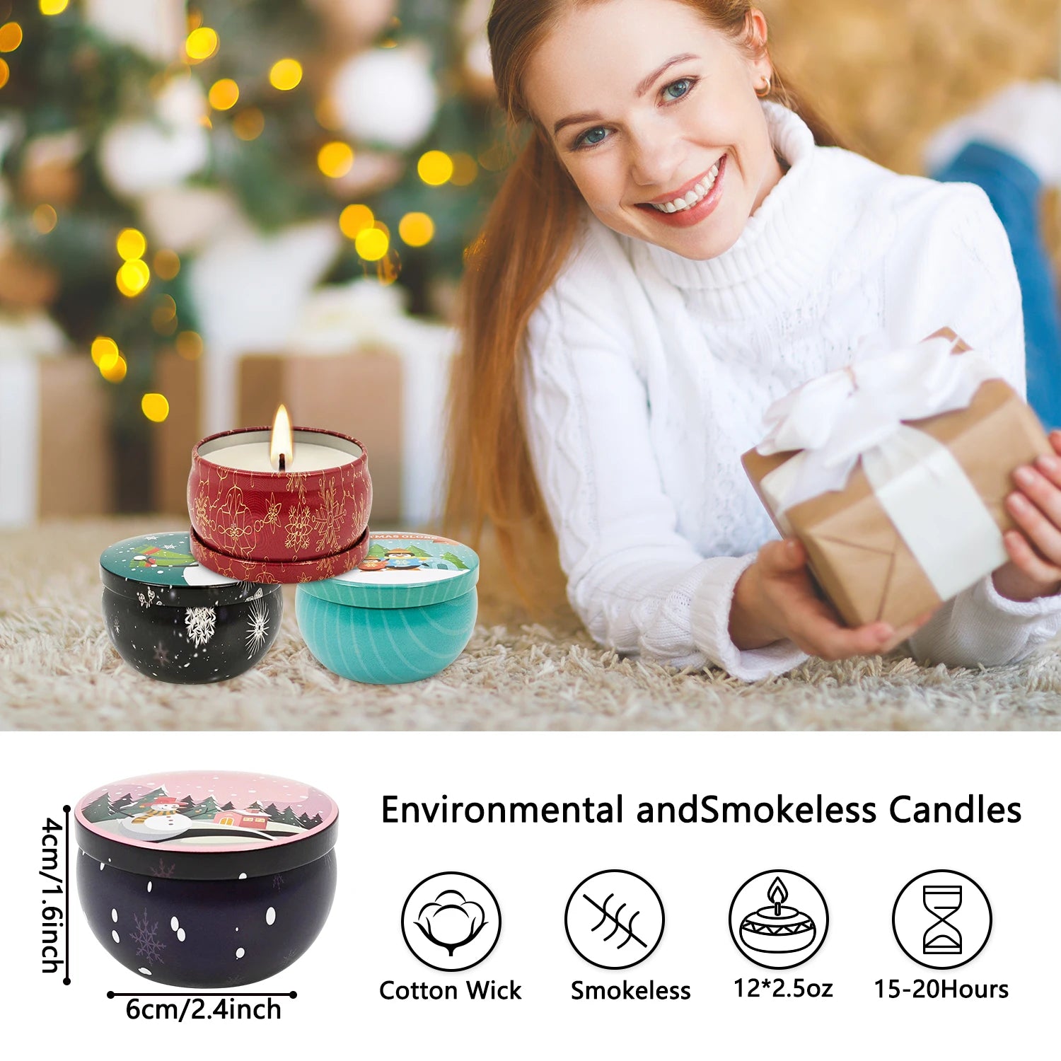 6/12packs of scented candles, Christmas candles, candles, 2.5 ounces