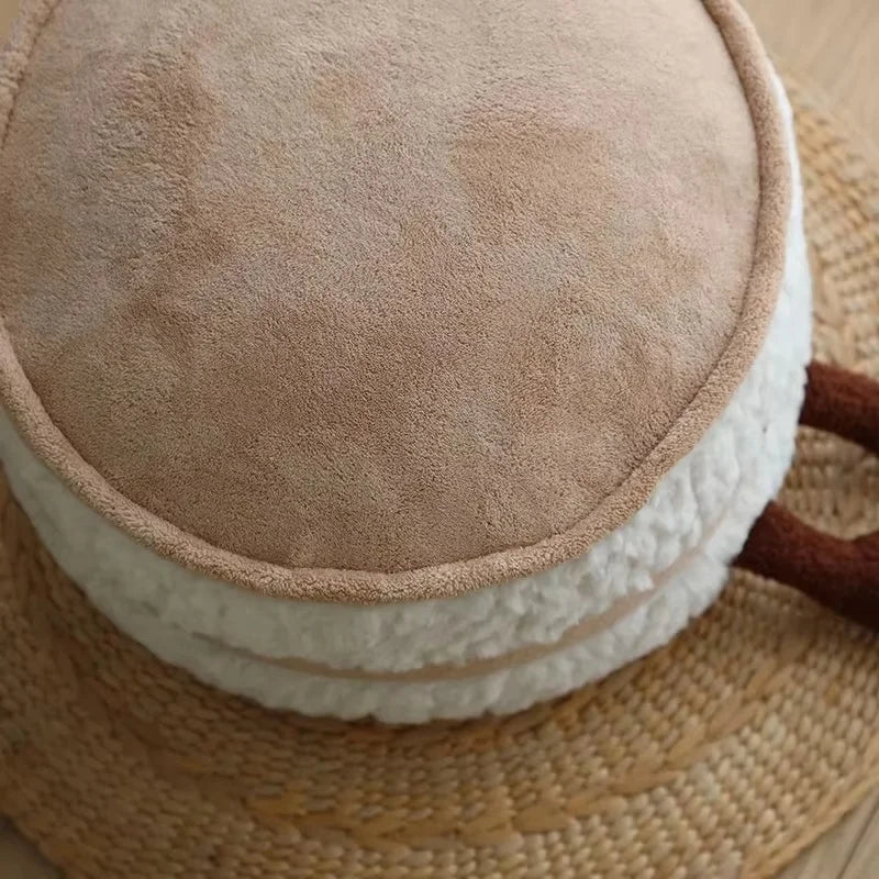 Cute Plush Cake-Shaped Stool - Removable Cover Pouf For Living Room Tatami Footrest & Shoe Changing Decorative Stool Gift