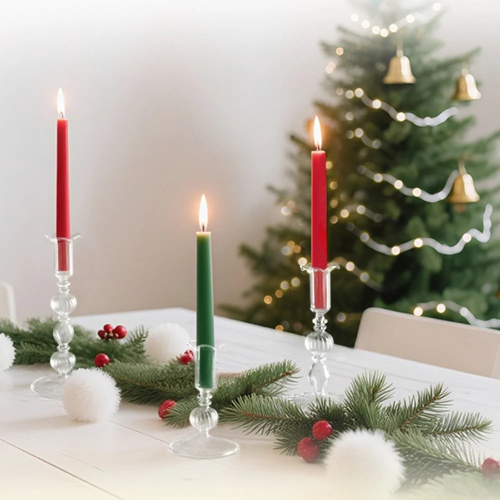 Wavy Glass Taper Candle Holders