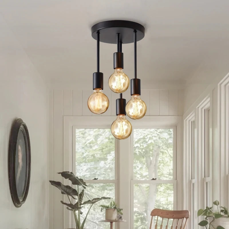Modern Four Bulb Semi Flush Ceiling Light