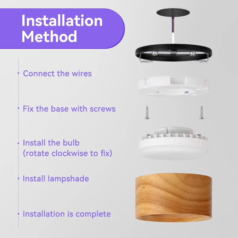 GX53 Wooden Downlight Ceiling Lamp