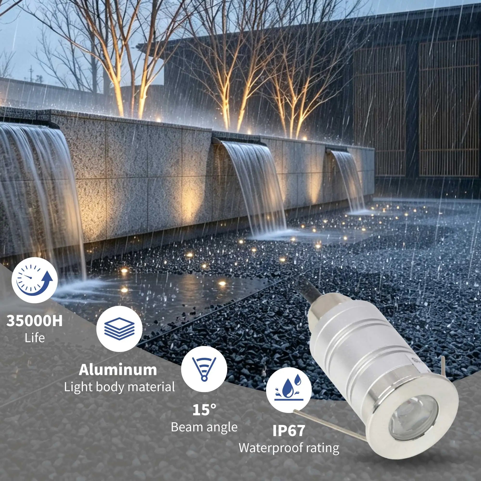 1W Mini LED Underground Light IP67 Waterproof Inground Lamp 12V Outdoor