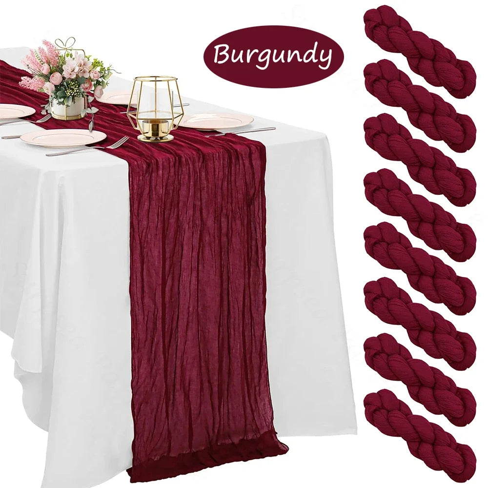 Burgundy Table Runner Cheesecloth Gauze Rustic Boho Cheese Cloth
