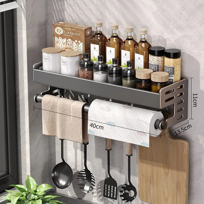 Wall Mounted Kitchen Utensil Rack with Hooks