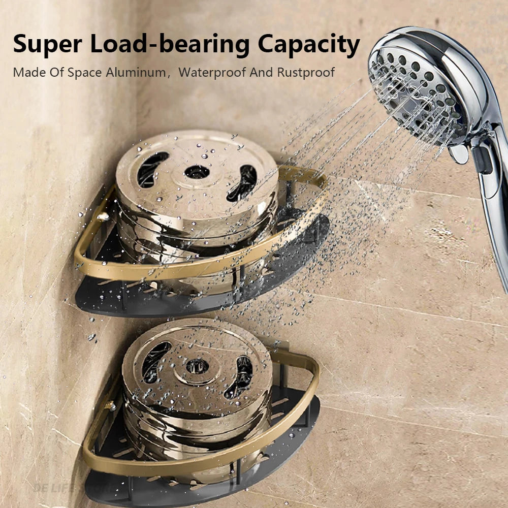 No-Drill Aluminum Corner Shower Shelf, Set of 3