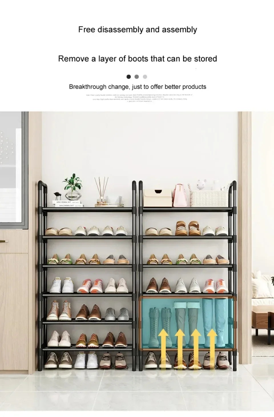 Shoes Organizer Multilayer Shoe Rack Metal Housing Entrance Rental Shelf Space Saving For Living Room And Dormitory Shoe Rack