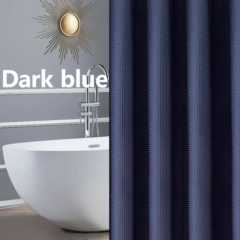 Thickened Waffle Solid Color Shower Curtain, Non-porous Double-sided
