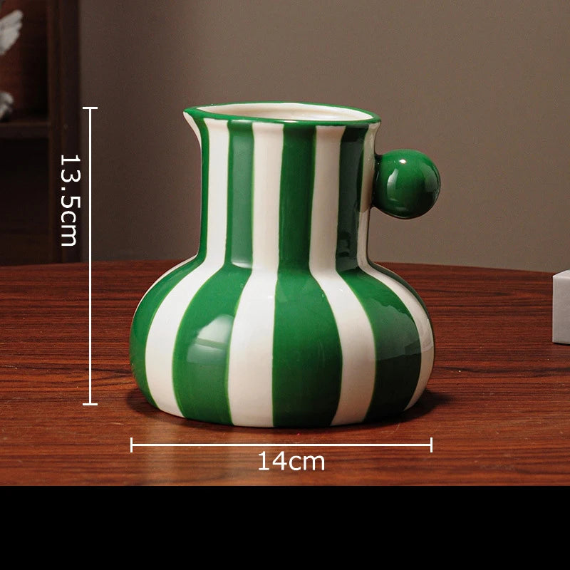 Colorful Striped Ceramic Vase and Plant Pot