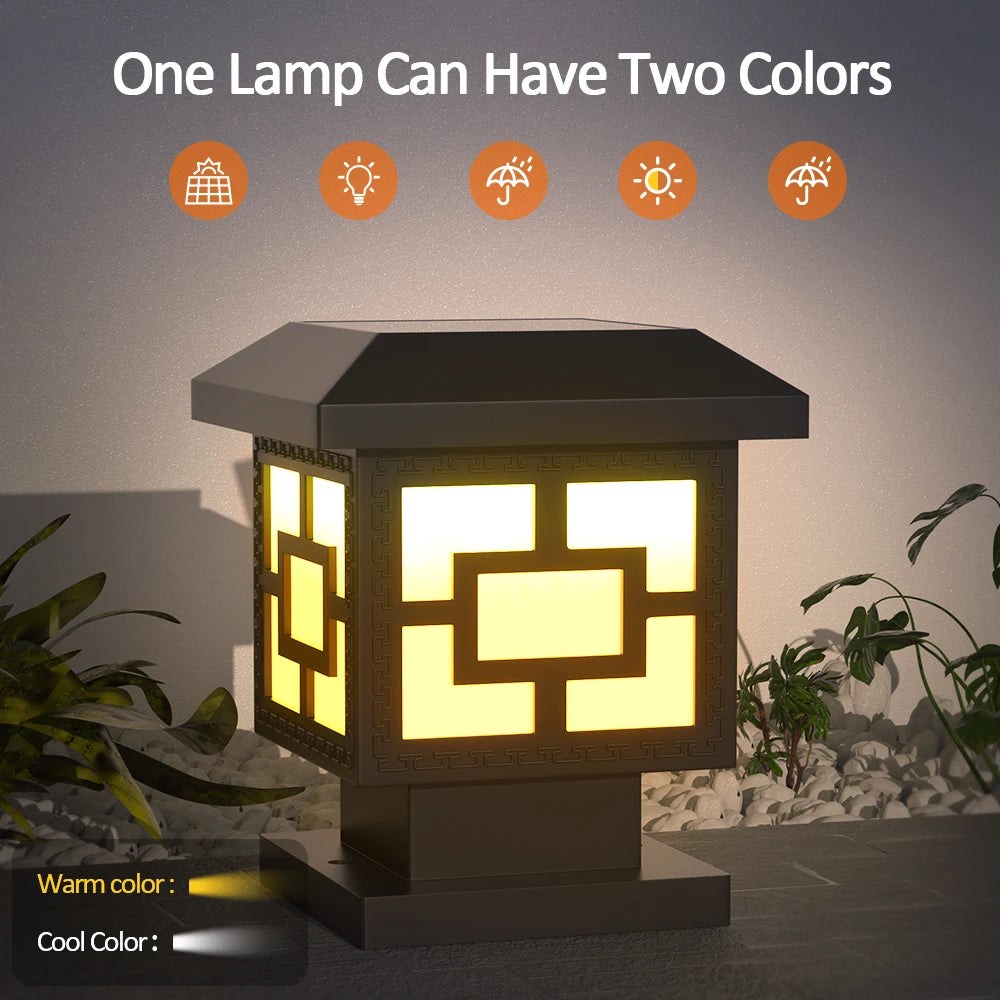 Outdoor LED Solar Stigma Post Cap Lights, Waterproof & 2 Color modes,