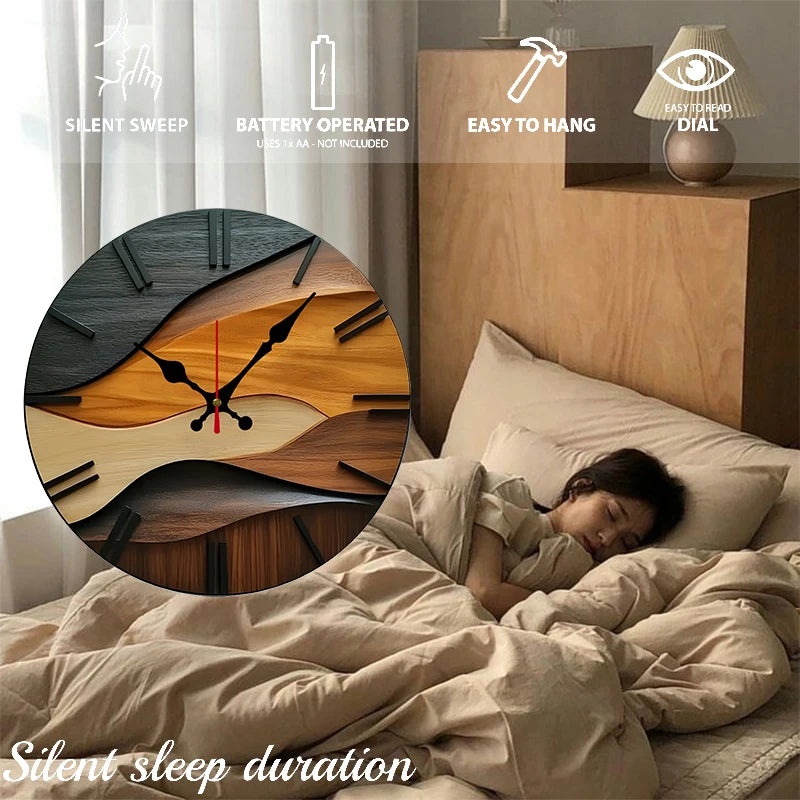 Nordic Style Fiberboard Round Silent Hanging Wall Clock