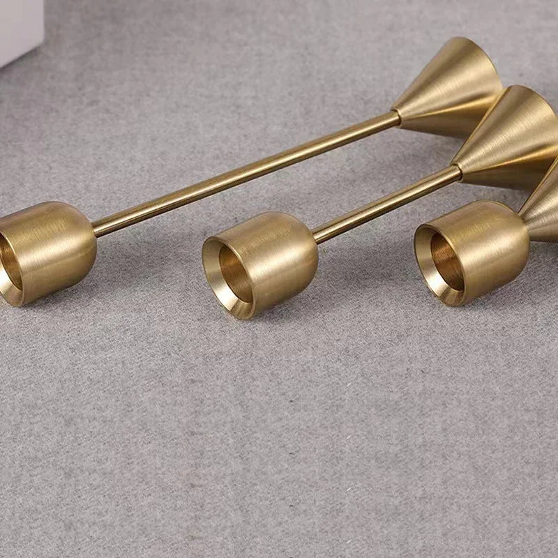 Gold Metal Taper Candlestick Set