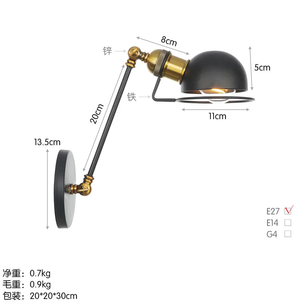 Modern Simple Adjustable Interior Led Wall Lamp White Black for Bedside