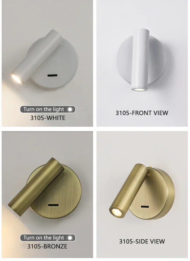 Modern LED Wall lights Rotatable Adjustable Reading Lights Bedroom