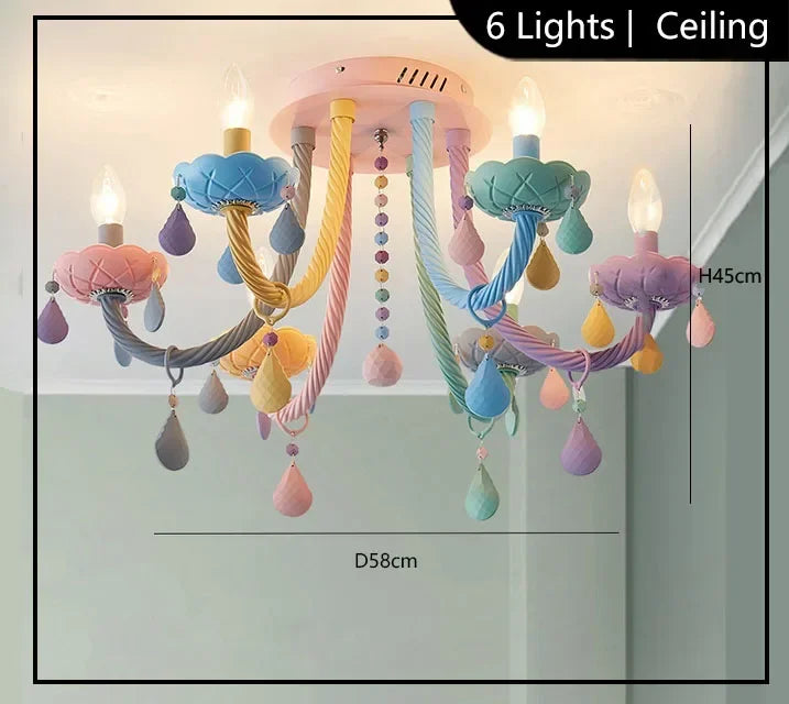European Children Rainbow Chandelier Designer Macarone Lights Led