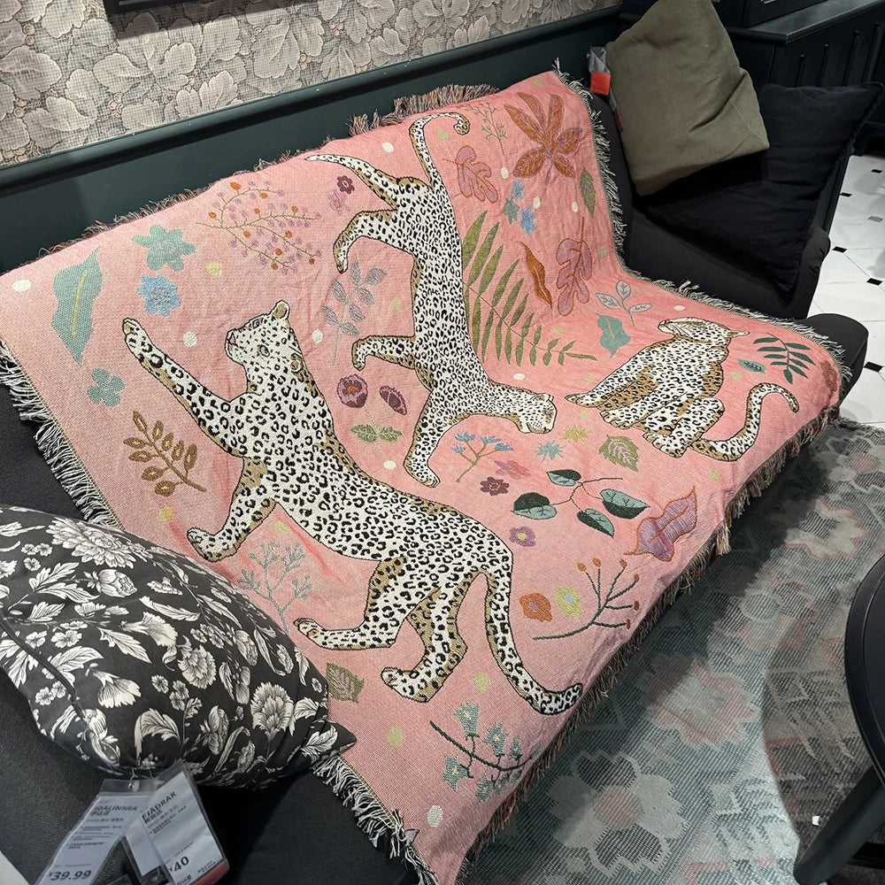 Leopard Jacquard Knit Throw
