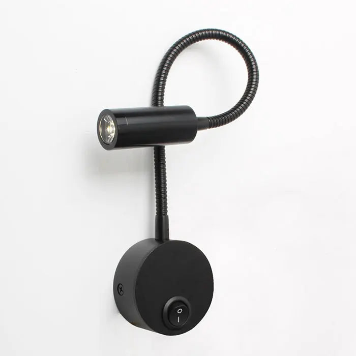 Bronze 3W LED Reading Light Black White Silver Gooseneck Wall Lamp