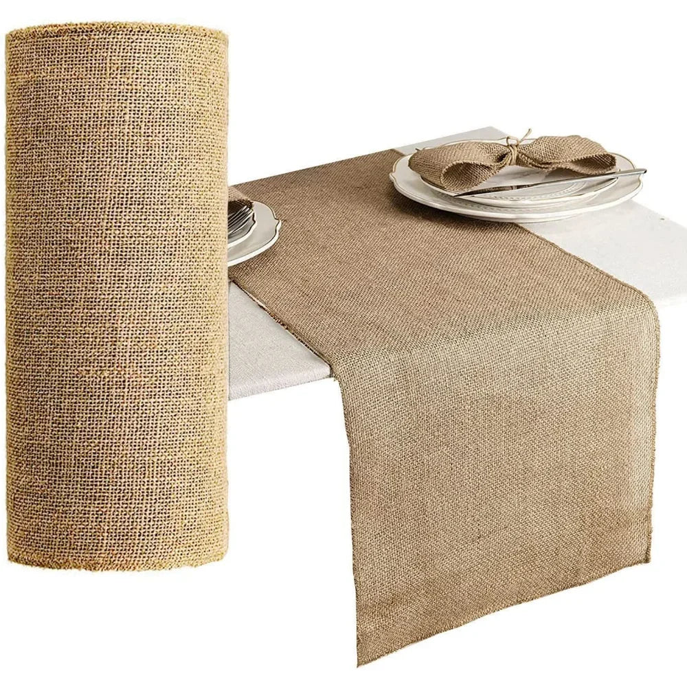 Wide Jute Burlap Table Runner Roll