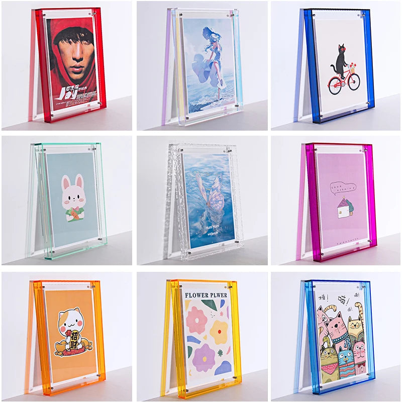 Color Acrylic Photo Frame Transparent Poster Record Mounting Display