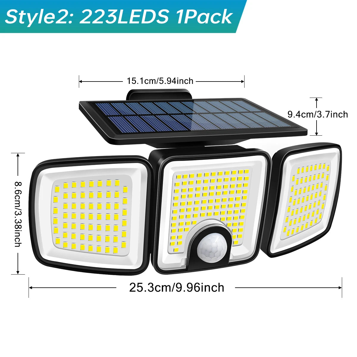 3-Head Adjustable Solar Motion Light