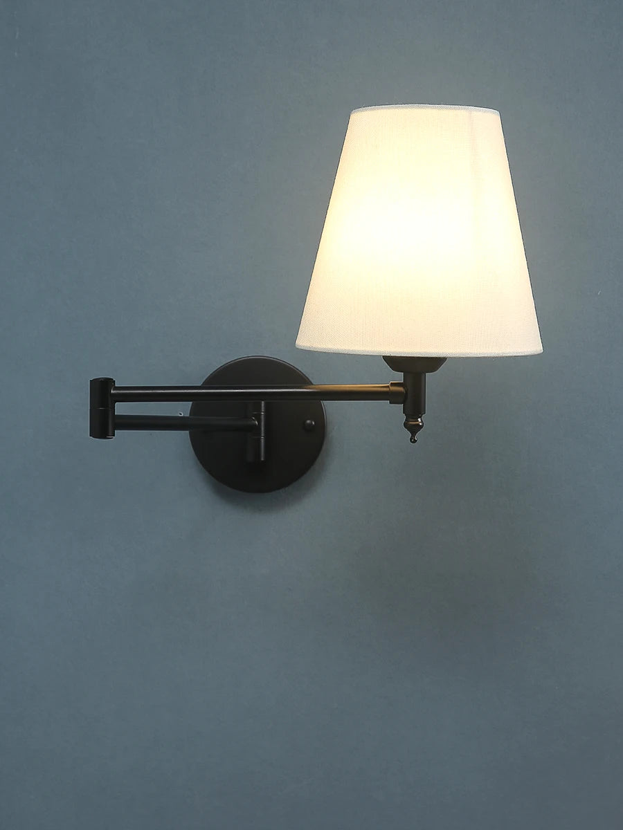 LED American Wall Lamp Folding Swing Arm Fabric wall light Bedroom Bedside Living Room Study StairwayMirror front wall lamp