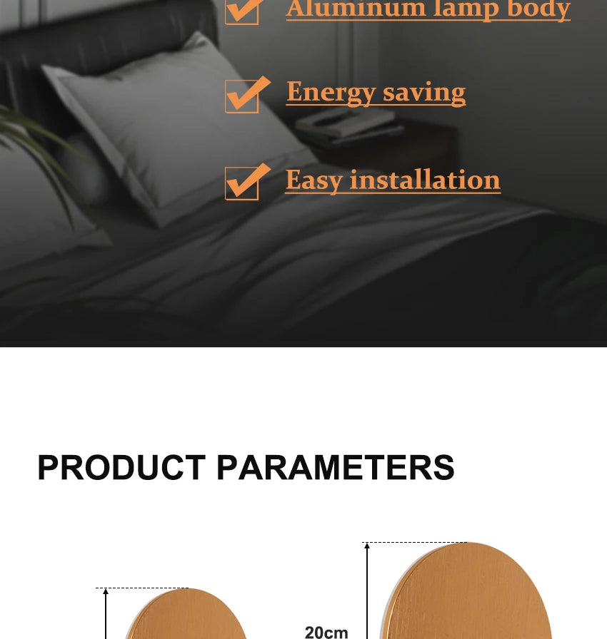 Modern Round Wall Lamp 15cm/20cm LED Black/White/Gold Aluminum Acrylic