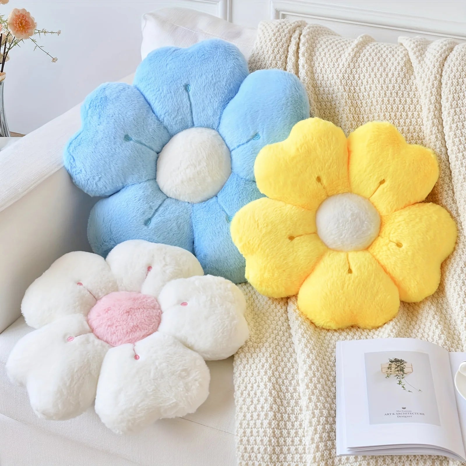Flower Shaped Plush Throw Pillow