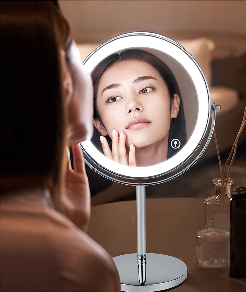 8 Inch 10X Magnifying LED Makeup Mirror with 3 Color Lighting