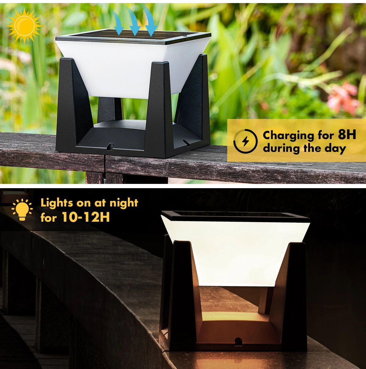 Outdoor Solar Post Light Solar Pillar Lights Modern LED Fence Deck Cap