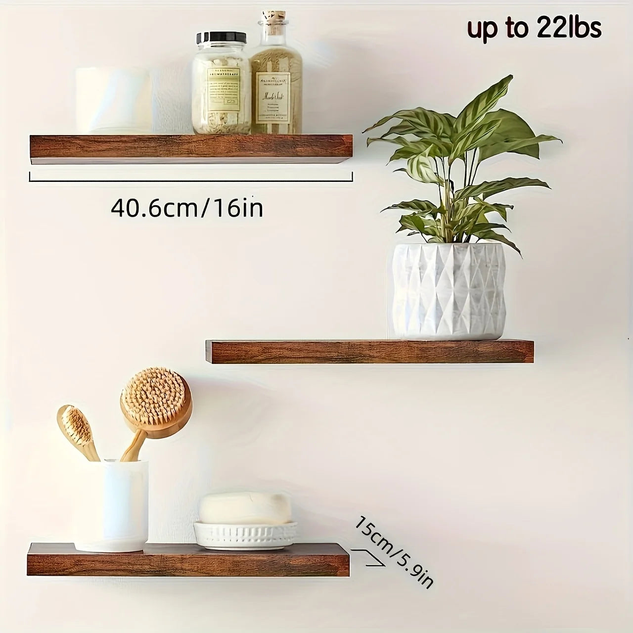 Solid Wood Wall Mounted Bookshelf