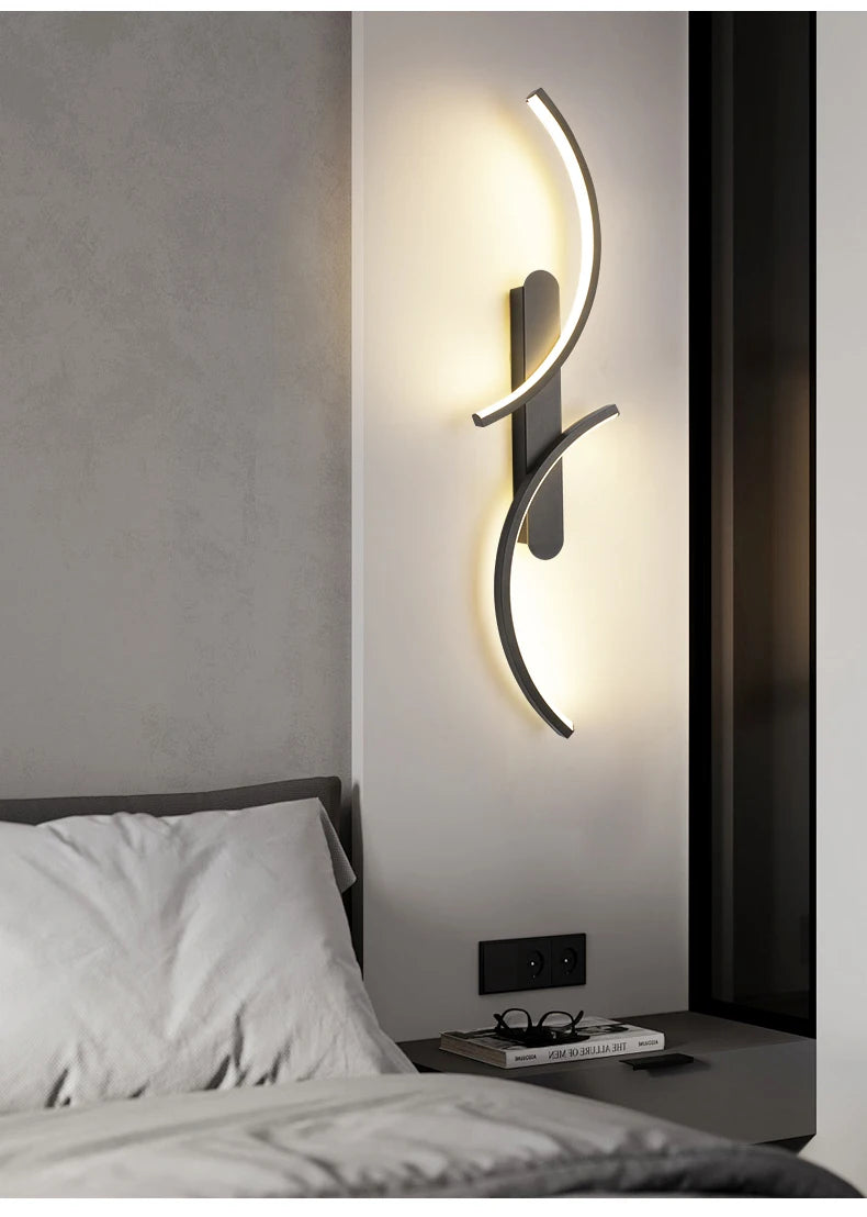 Curved Arc LED Bedside Wall Light