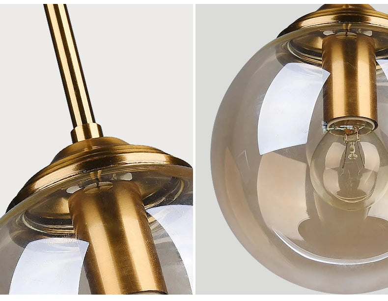 Modern Luxury Metal Chandelier Nordic Creative LED Glass Pendant Lamp