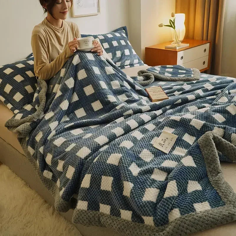 Knit Blanket Throw Soft Chenille Yarn Knitted Blanket Machine