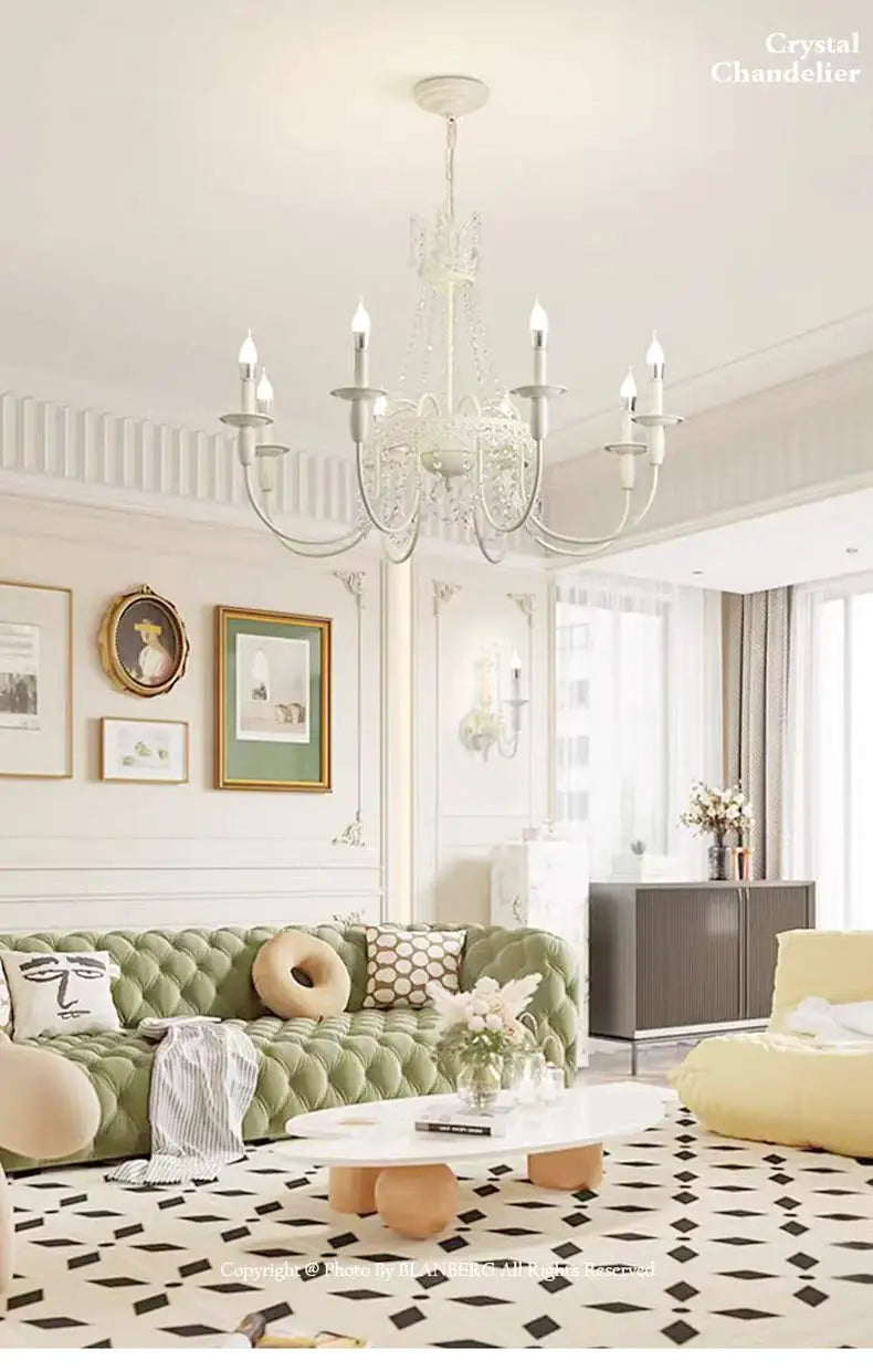 Modern 6-Light Crystal Chandelier LED Ceiling Light with E14 Bulb Base